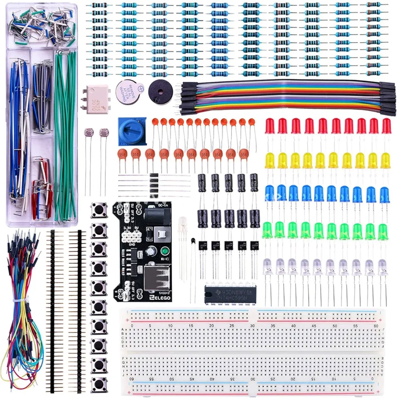 Power Supply Module Jumper Wire Precision Potentiometer 830 Tie-Points Breadboard Compatible With