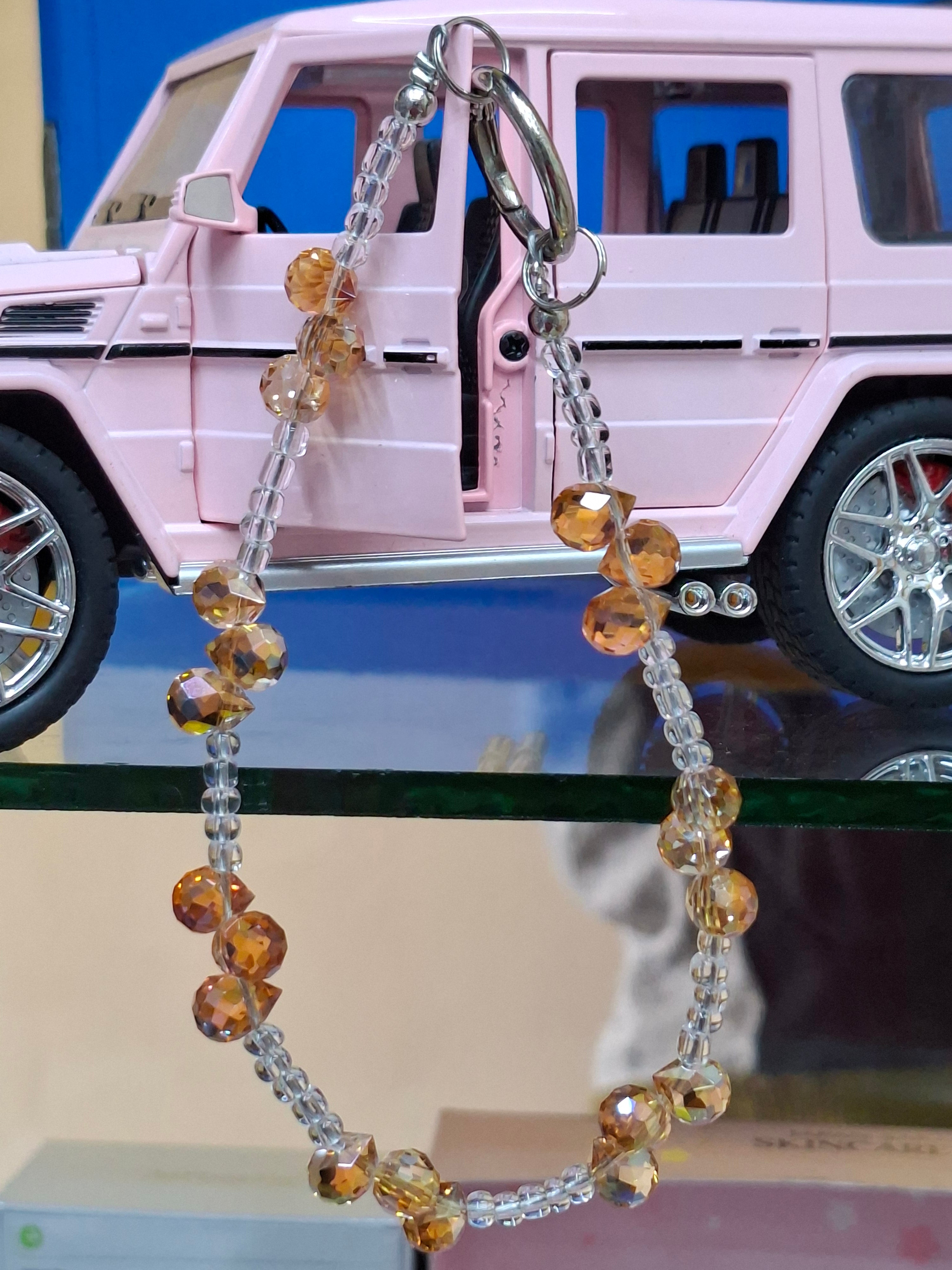 Amber glow crystal beaded charms