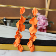 Just Follow Long Acrylic Rose Petal Earrings Dangle Exaggerated Flower Earrings Drop Statement Floral Tassel Earrings for Women and Girls