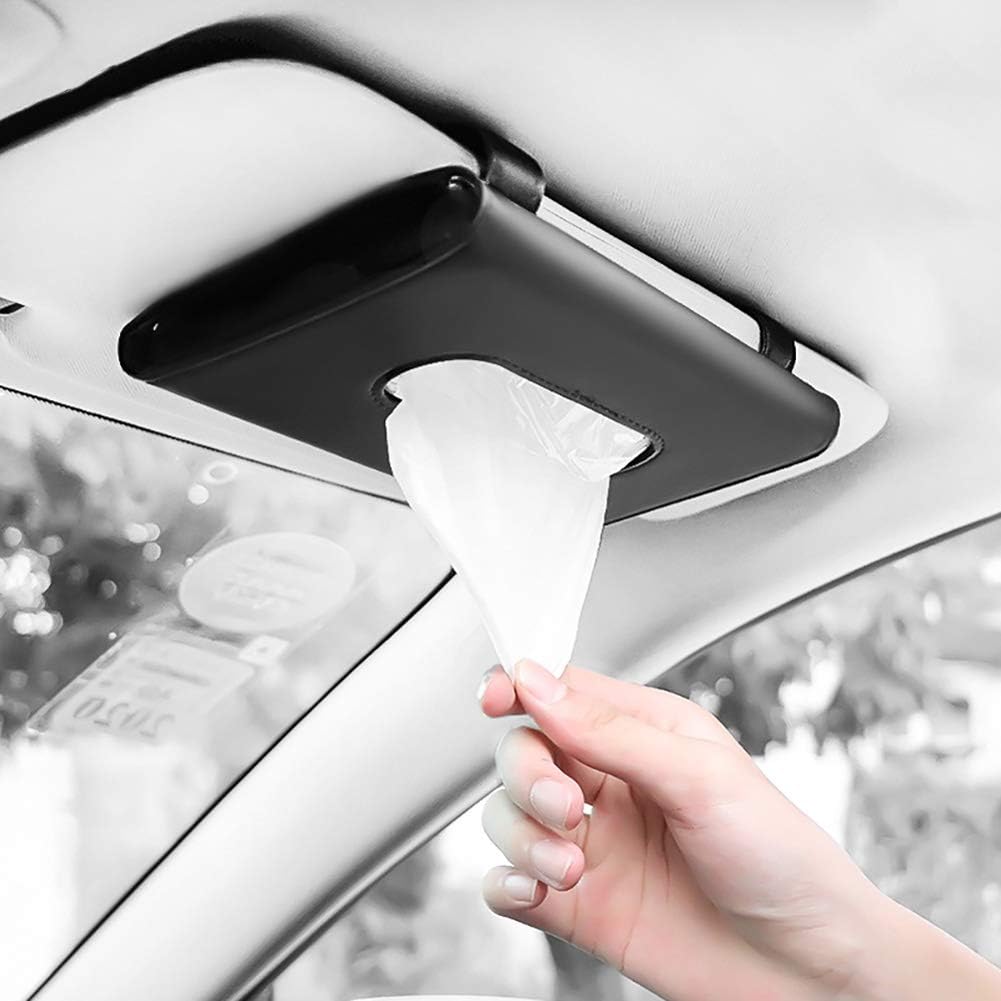 Car Tissue Holder - Tissue Holder for Car,Car Napkin Holder,Napkin Holder for Car,Sun Visor Napkin Pocket,Car Visor Tissue Dispenser,PU Leather Backseat Tissue Holder - Sun Visor Accessory