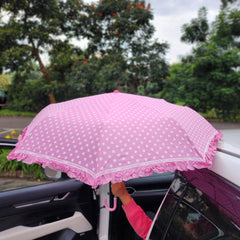 Ladies classic curved handle umbrella big polka dots