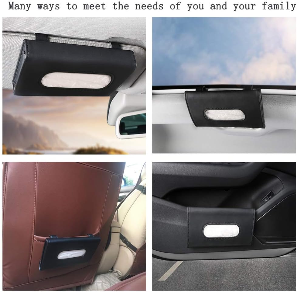 Car Tissue Holder - Tissue Holder for Car,Car Napkin Holder,Napkin Holder for Car,Sun Visor Napkin Pocket,Car Visor Tissue Dispenser,PU Leather Backseat Tissue Holder - Sun Visor Accessory