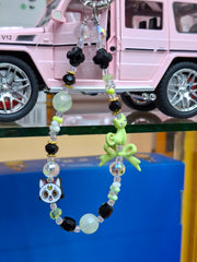 Green bow beaded phone charms