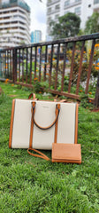 Tote bags with wallets.
