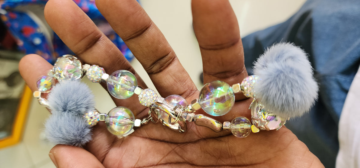 Phone charm with fur