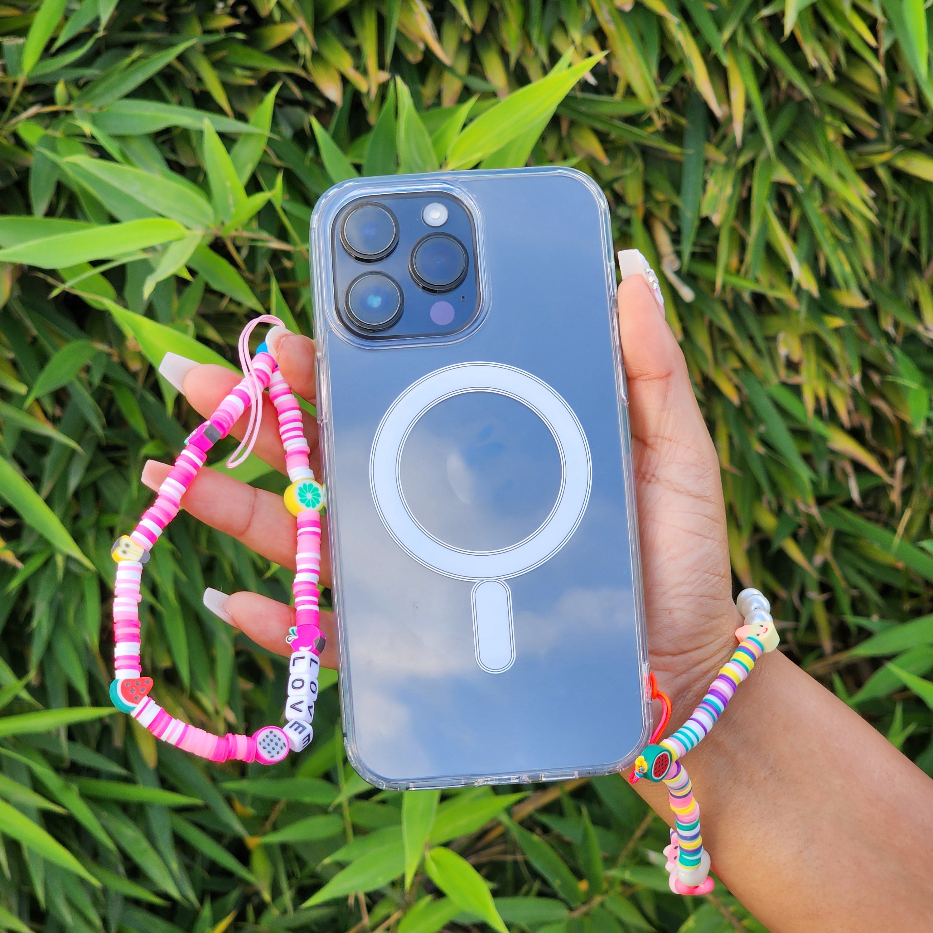 Beaded Wristlet Universal Phone Charm Strap - Cute Wrist Chain Lanyard Aesthetic Decor Strap for Cell Phone Camera Keys AirPods Keychains