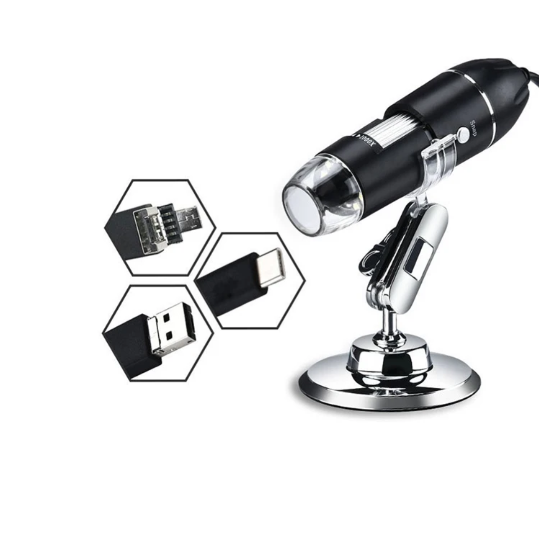 3-in-1 Digital USB Microscope – 1000X Magnifier Compatible with Android, Mac & PC