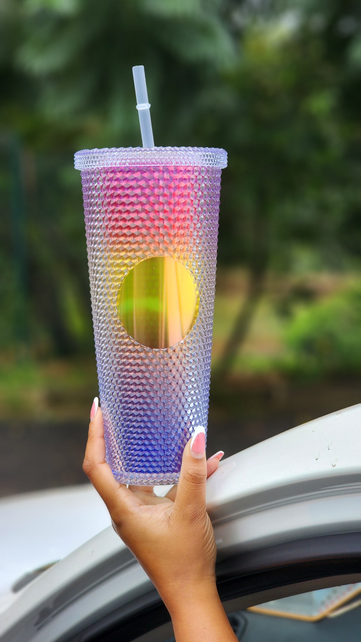 studded tumbler with lid and straw blue,Double Wall Plastic Studded Cup with Lid Leak Proof,BPA-FREE,24 oz insulated tumbler with lid and straw,Cold Tumbler,Tumbler Gifts for Women