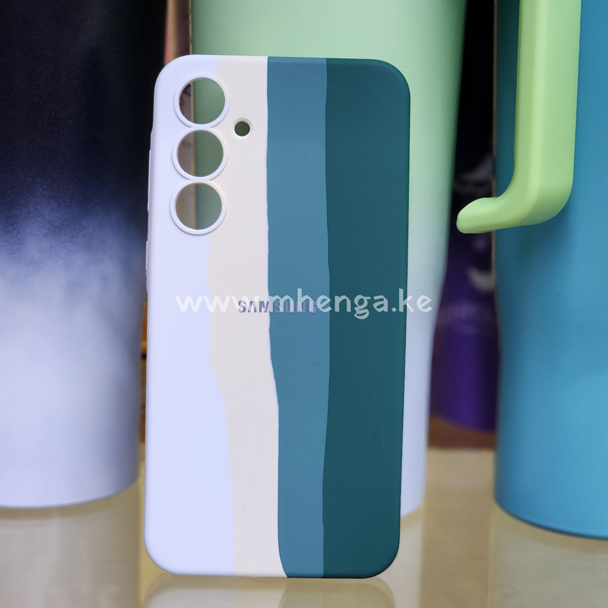 Samsung A 55 5G Case A55 Phone Cases Multi Colored Rainbow White-Creame-Green