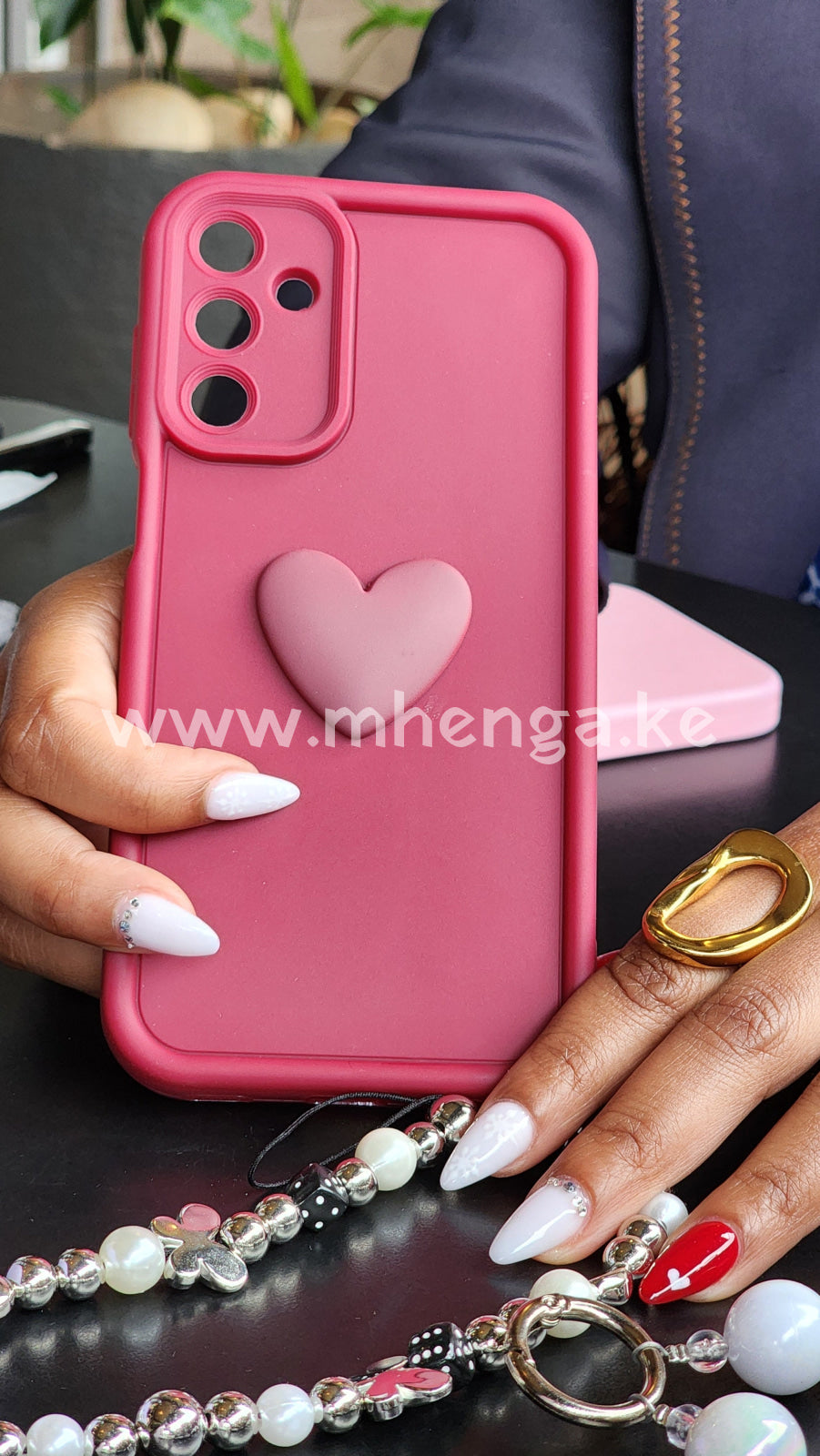 Samsung A14 4G / 5G Phone Case With Heart Charm Cute Cases A 14 4 G 5 G