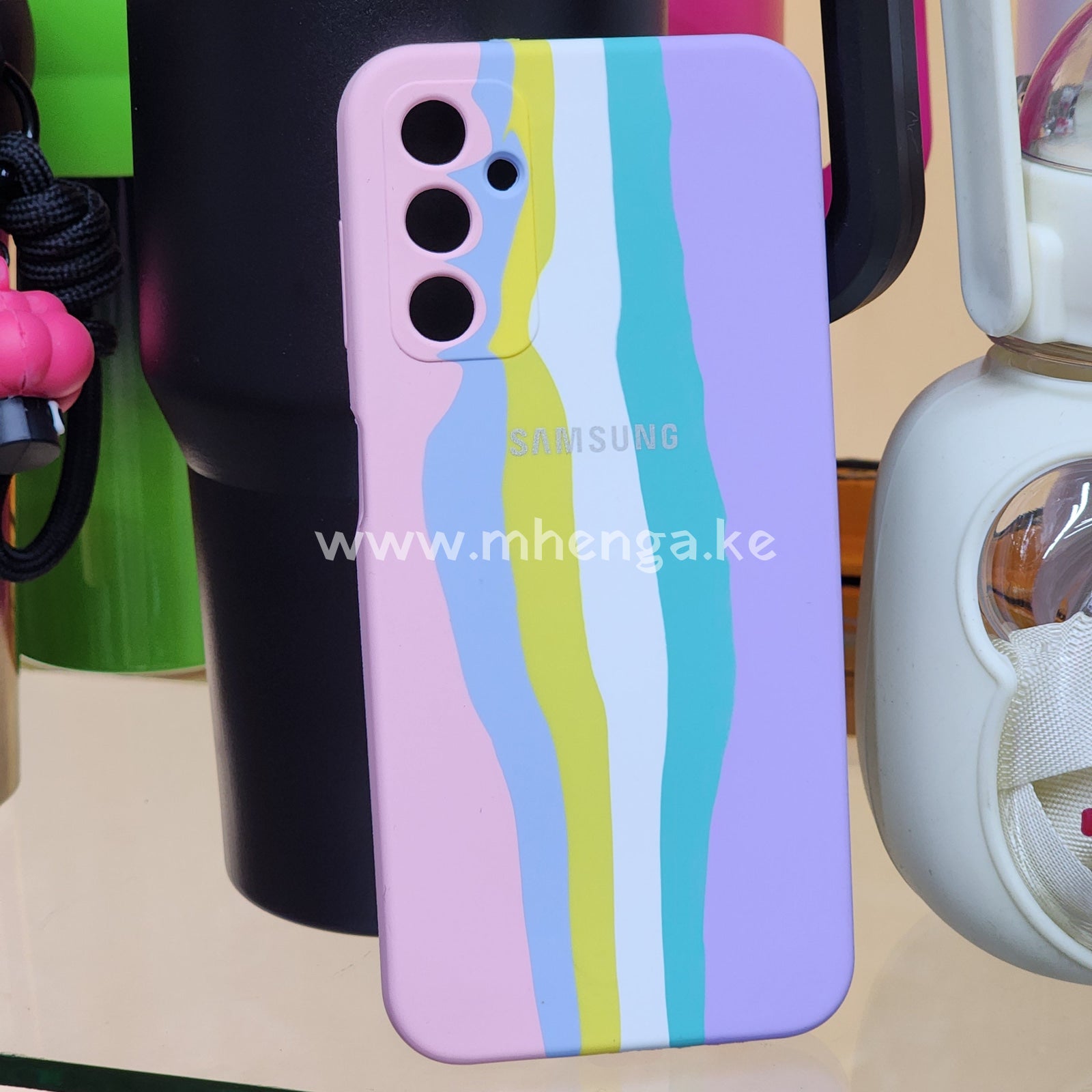 Samsung A14 Silicone Case Stripes Soft Silicone Cases Cover Multi Coloured A 14 4G / 5G