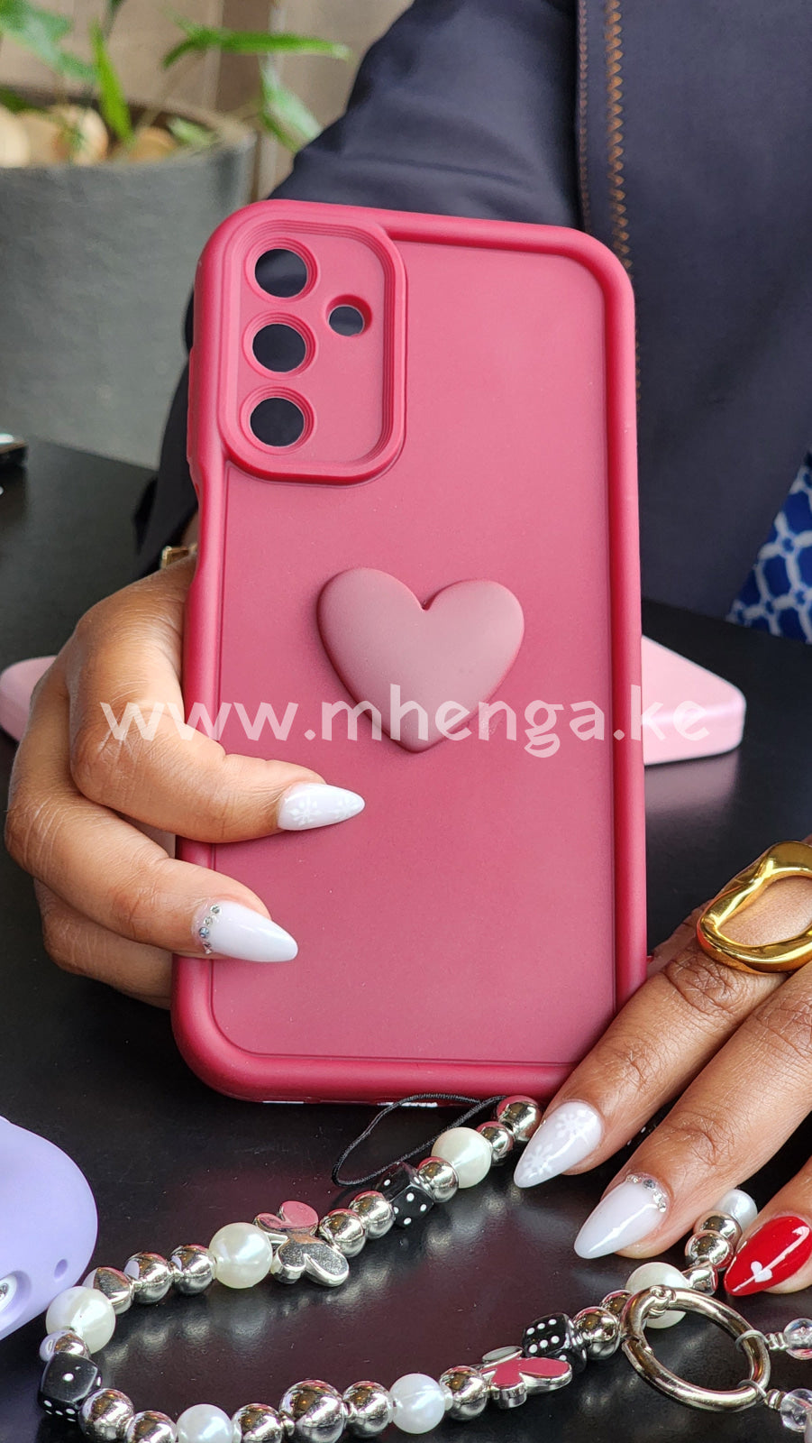 Samsung A15 4G / 5G Phone Case With Heart Charm Cute Cases A 15 4 G 5