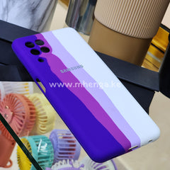 Samsung A22 4G Silicone Cases Multicoloured A 22 Case Rainbow Purple-Lilac_White