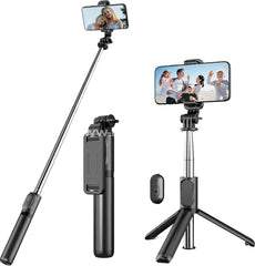 Selfie Stick Tripod With Detachable Wireless Remote 4 In 1 Extendable Portable & Phone Stand