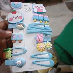 Kids hair clip , light blue baby bears and kitty Assorted
