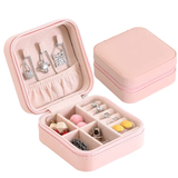Portable Travel Mini Jewelry Box Leather Jewellery Ring Organizer Case Storage Gift Box Girls Women (white)