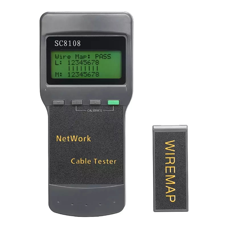 Portable Multifunction Wireless Network Tester Sc8108 LCD Digital PC Data Network CAT5 RJ45 LAN Phone Cable Tester