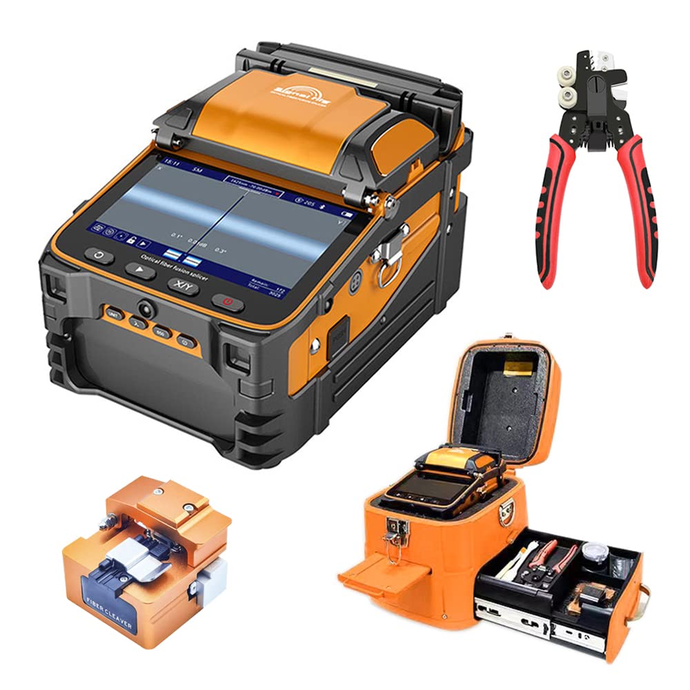Signal Fire Ai-9 Optical Fiber Fusion Splicer with 5 Seconds Splicing Time Melting 15 Seconds Heating Fusion Splicer Machine Optical Fiber Cleaver FTTH Kit for Optical Fiber & Cable Projects