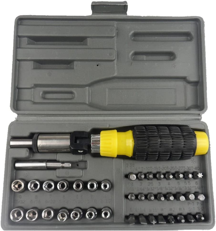 Nut Drivers With Screwdriver Bits Set, Power Nuts Driver Drill Bit set, Metric and Standard, Socket Wrench Screw 1/4'' Driver Hex Keys, CR-V Steel, 41 pieces