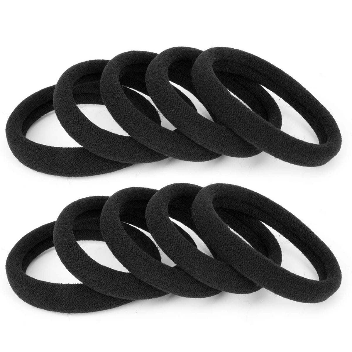 Black Hair Ties Band – Thick Cotton Seamless Ponytail Holders – Hair Elastics Hair Bands for Thick Heavy and Curly Hair