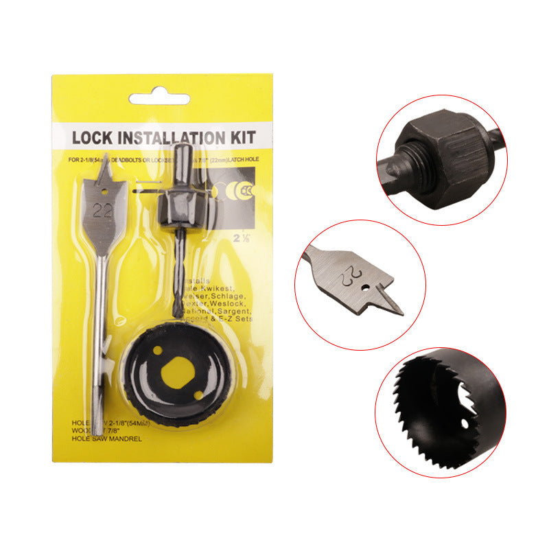 3pc set woodworking hole saw 54MM hole saw 22MM flat drill door lock hole opener high-carbon steel reamer