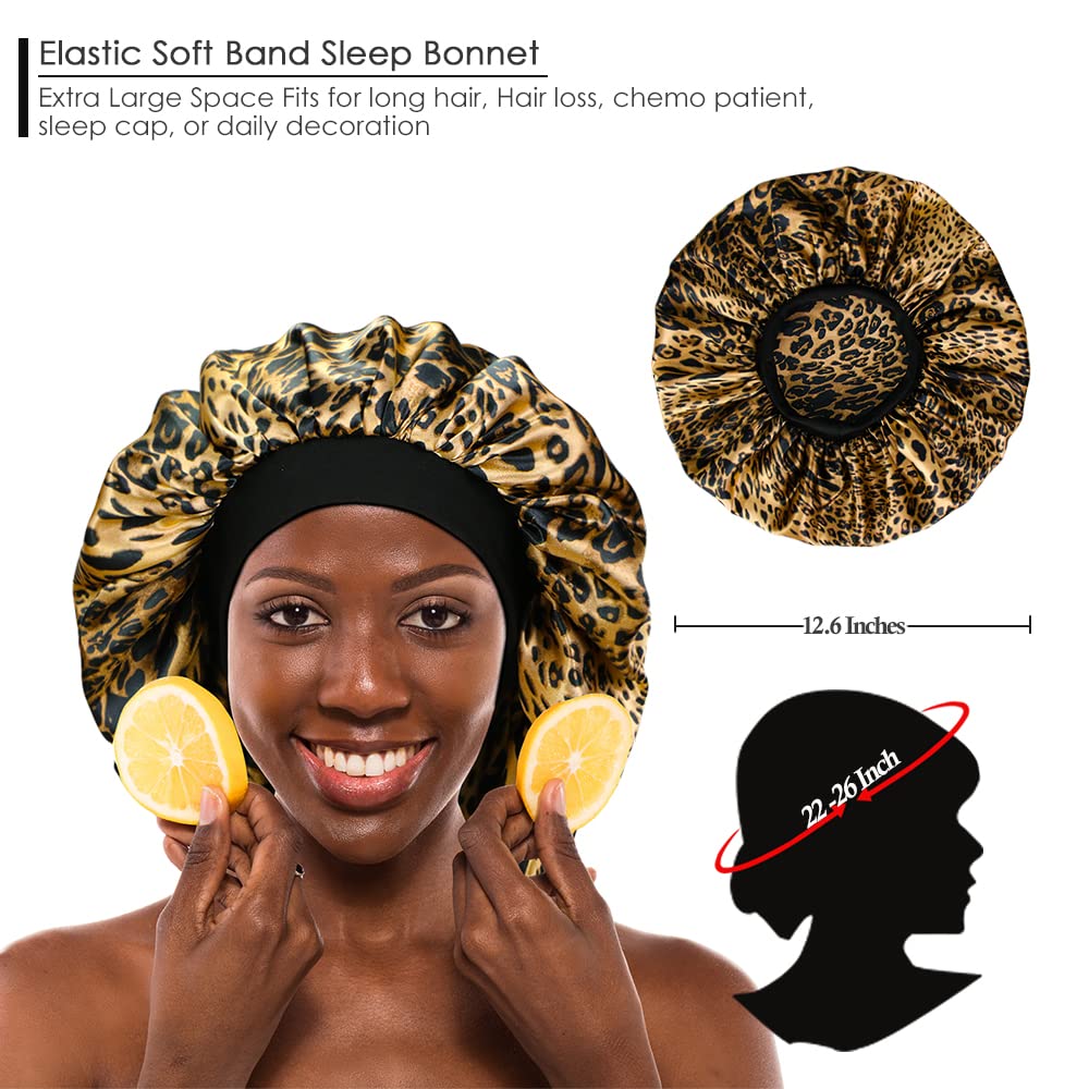 Large Satin Sleep Bonnet for Curly Hair, Women Hair Bonnets for Sleeping