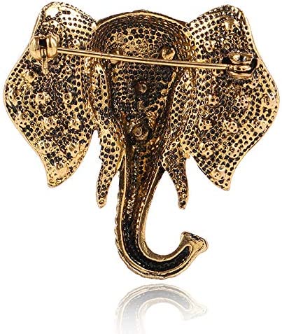 Retro Elephant Brooch Pins, Fashion Crystal Rhinestone Animal Elephant Head Lapel Pin Suit Corsage Accessories Jewelry Unisex