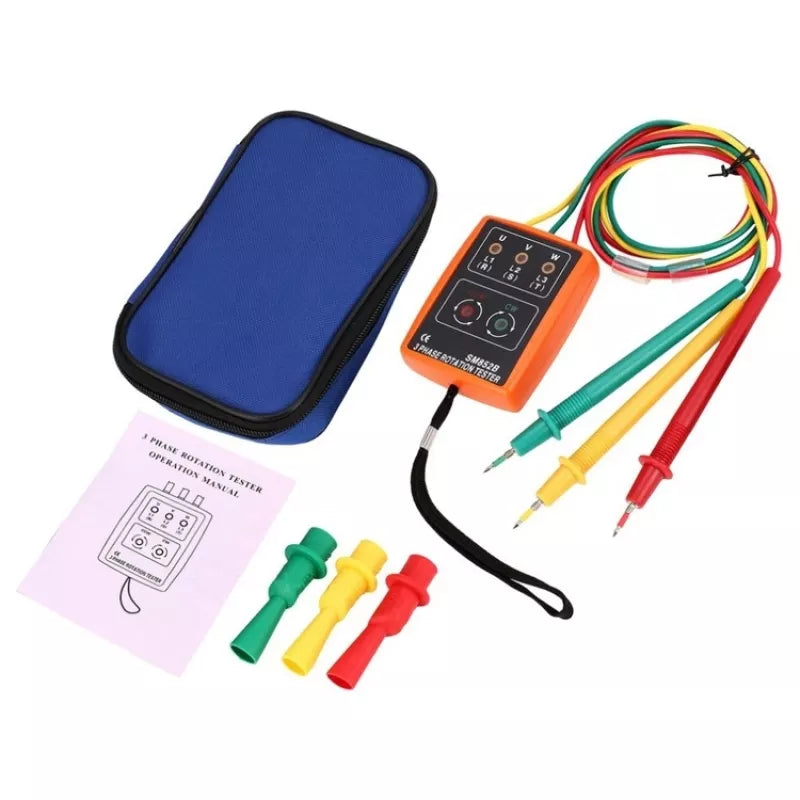 SM852B 3 Phase Sequence Rotation Tester LED Indicator Detector Checker Meter