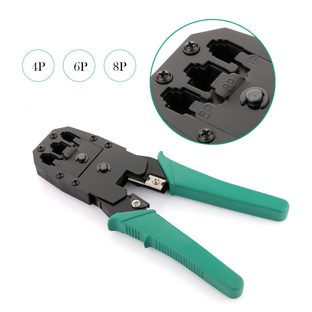 Network Crimper,Cable Stripper Cutter - RJ11 RJ12 RJ45 Connector Crimper Pliers, for Network and Telephone Cables,Ethernet Crimping Hand Tools