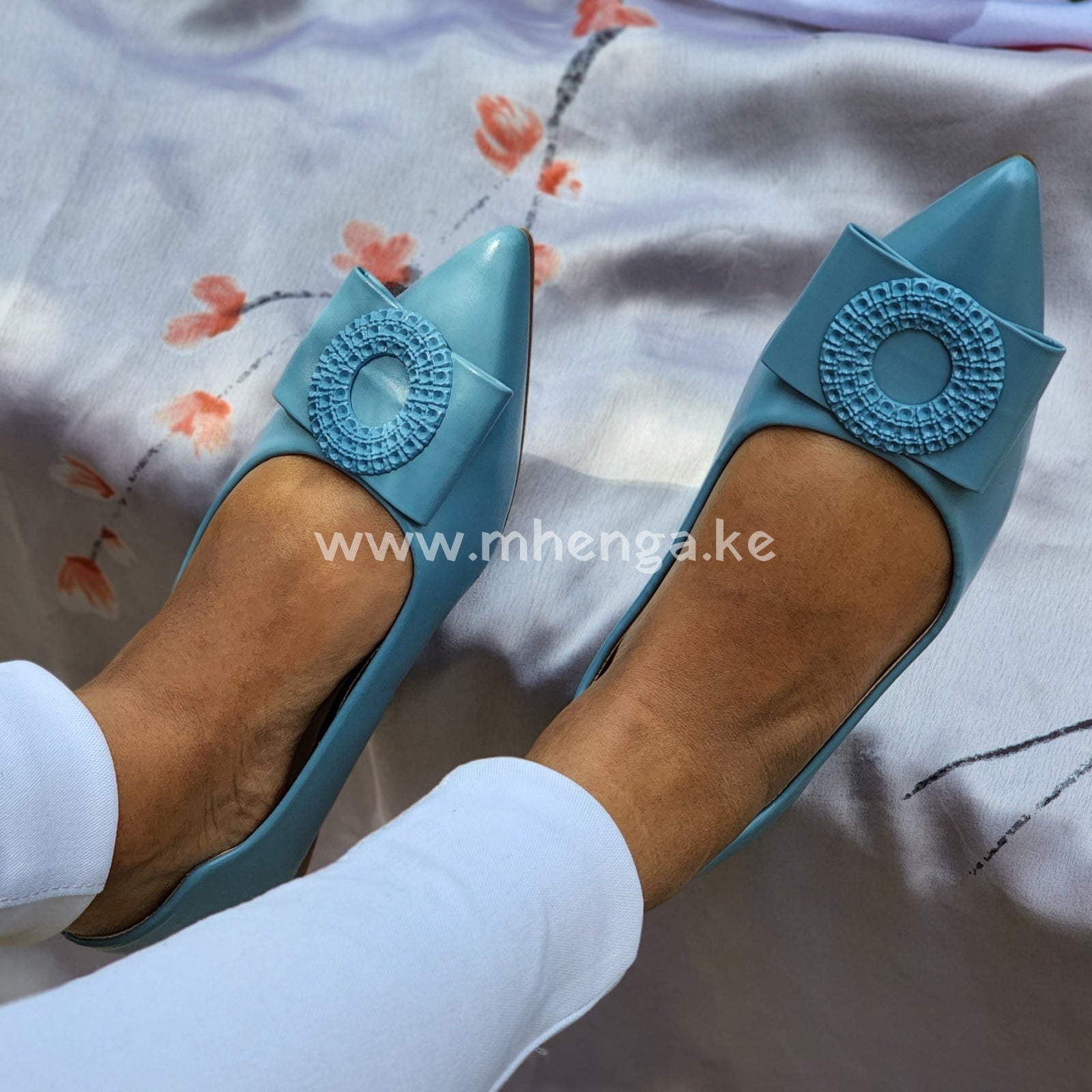 Circle Round Pointed Flats Women Shoes Ladies Shoe 37 / Light Blue