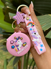 Keyholders with mirrors , rubber unicorn mirror keychain