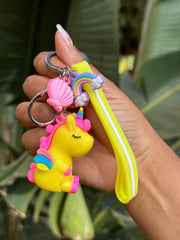 Unicorn Keychain, Cute Cartoon Key Holder PVC Wristband Strap Unicorn Keyholder  Key Ring