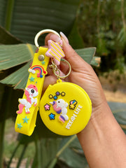 Keyholders with mirrors , rubber unicorn mirror keychain
