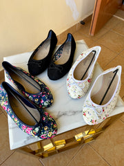 Ladies ballet shoes , flowers plain bow ballet flat shoe