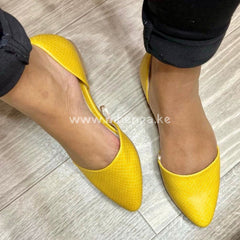 Jones New York Signature Ladies Shoes Women Flat Shoe Open Flats Mustard / 4M/34-35