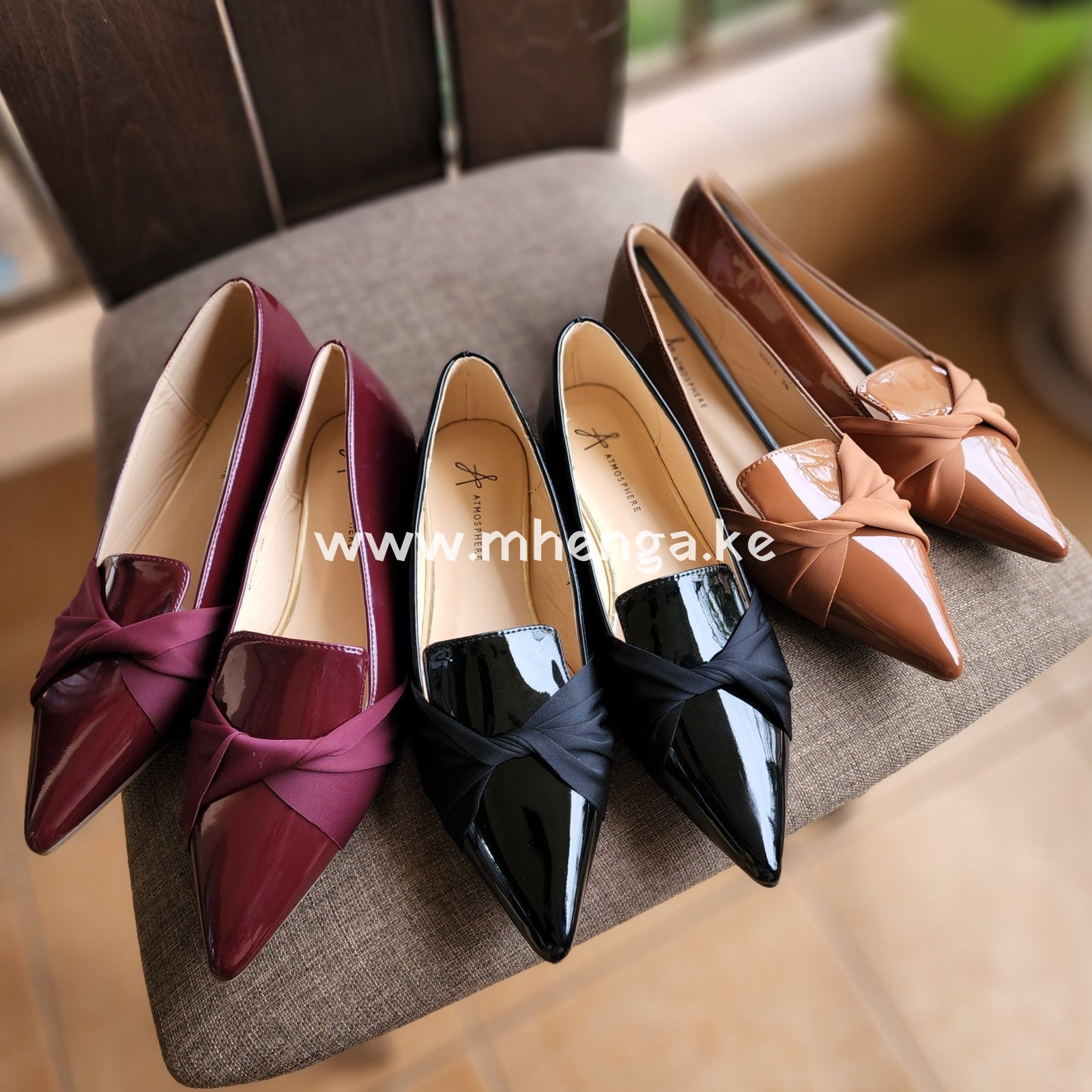 Ladies Flat Shoes Knotted Ribbon Pointed Toe Shoe
