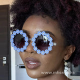 Sunglasses Circle Flower Sunnies 003345 Blue Women