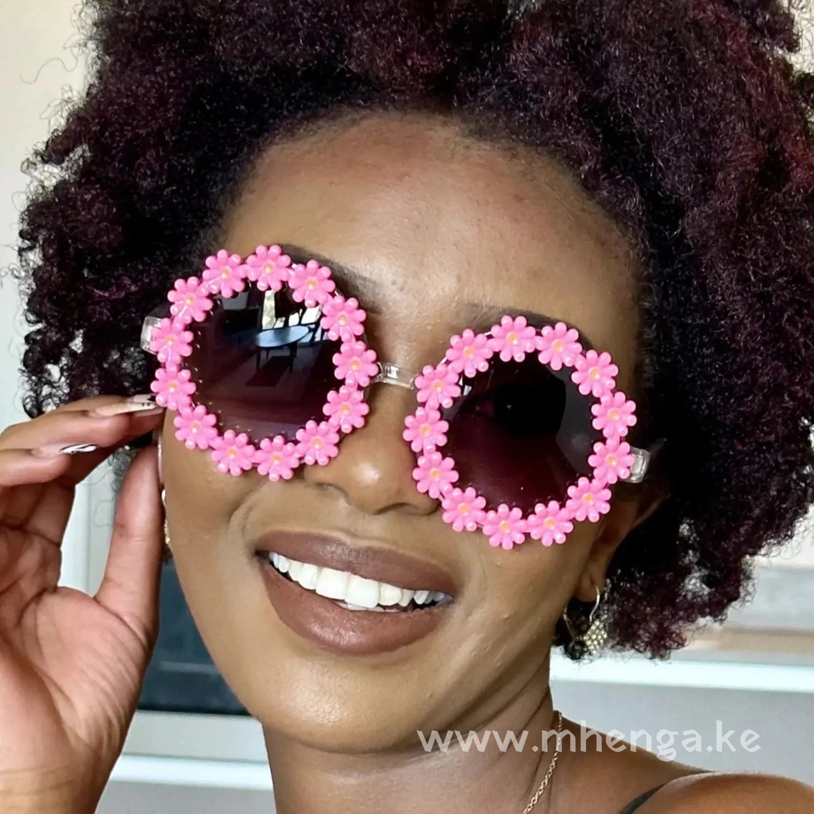 Sunglasses Circle Flower Sunnies 003345 Pink Women