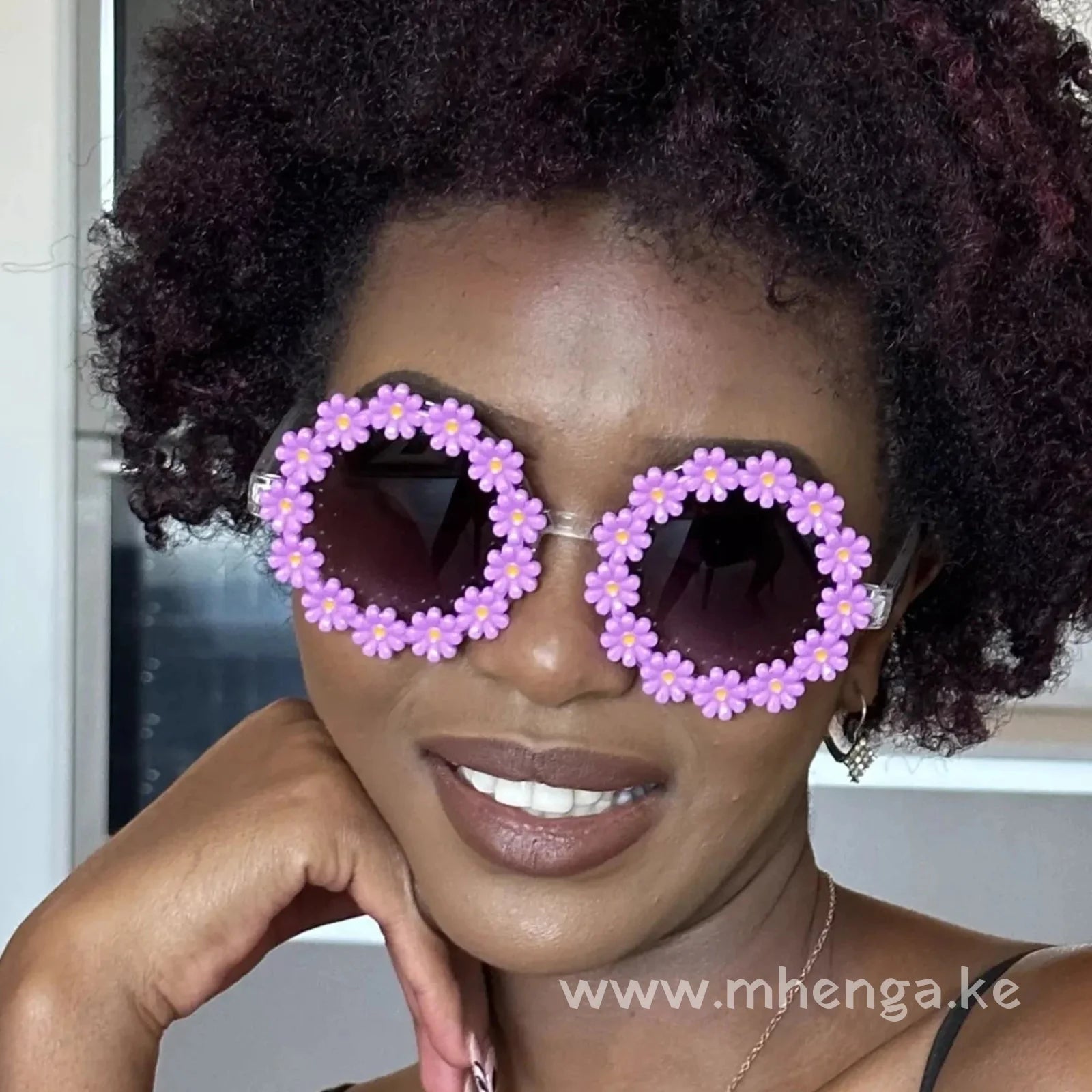 Sunglasses Circle Flower Sunnies 003345 Purple Women