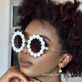 Sunglasses Circle Flower Sunnies 003345 White Women